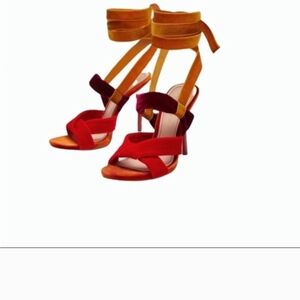 Zara Red and Orange Strappy Heels